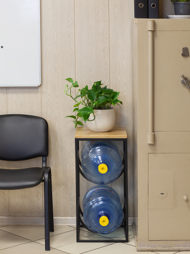 Подставка для 2 бутылок, со столиком из дуба, черная фото 2