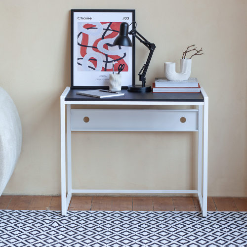 Стол письменный AGORA, 90*50*76,5, белый, ЛДСП Черный фото 4