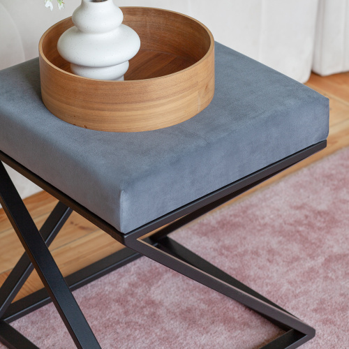 Пуф Chelsea, черный, Light Blue, 40*40*45 фото 4