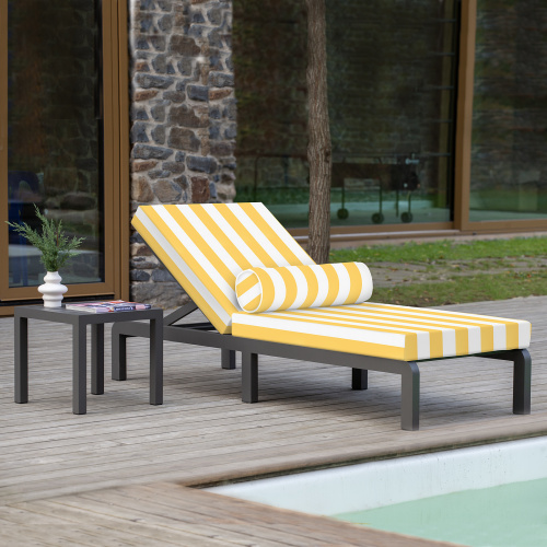 Шезлонг AMALFI, каркас алюминий цвет LAVA, подушки ткань водонепр. Yellow Stripes фото 2