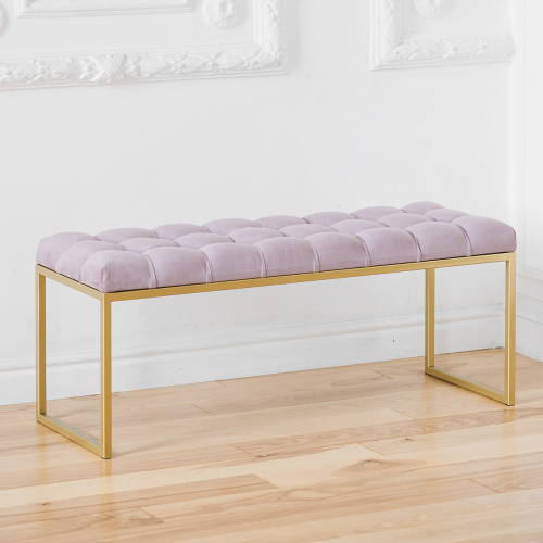 Банкетка ALBA, золотая, Dusty Pink, каретная стяжка, 110*40*45 фото 2