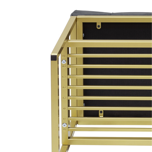 Банкетка RIMINI MINI, золотой, Mouse Grey, каретная стяжка, 85*40*45 фото 4