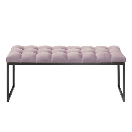 Банкетка ALBA, черная, Dusty Pink, каретная стяжка, 110*40*45