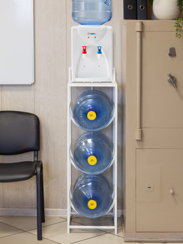 Подставка для 3 бутылок со столиком и с колесами, белая фото 10