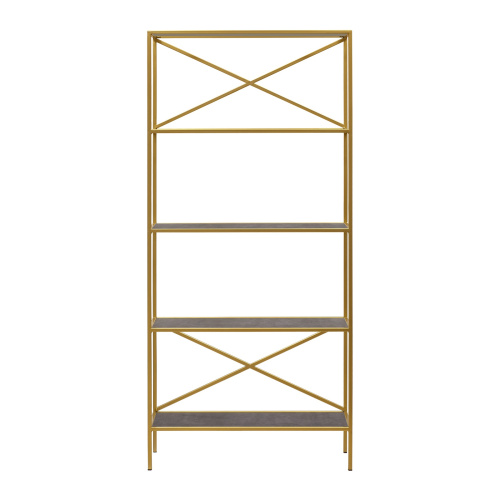 Стеллаж KARIN-800, золотой, керамика антрацит, 80*30*175 фото 6