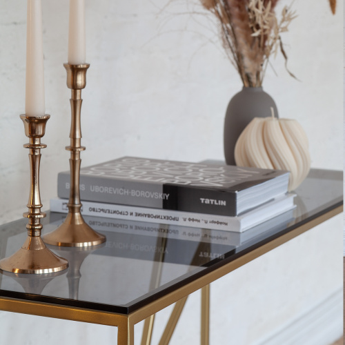 Консоль EVA, золотая, тонированное стекло, 100*35*81 фото 3