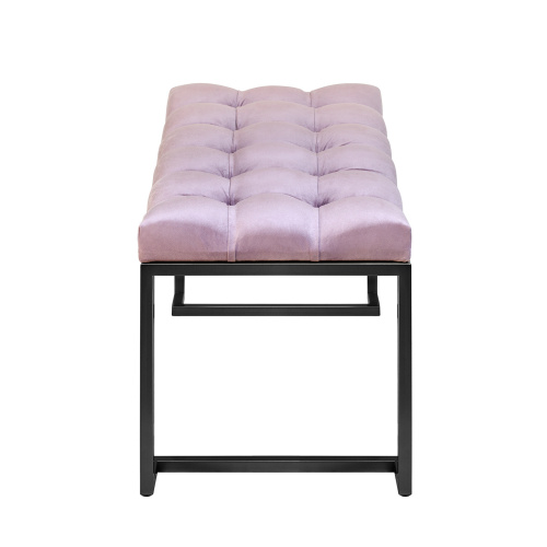 Банкетка OMEGA MINI, черная, Dusty Pink, каретная стяжка, 85*40*45 фото 3