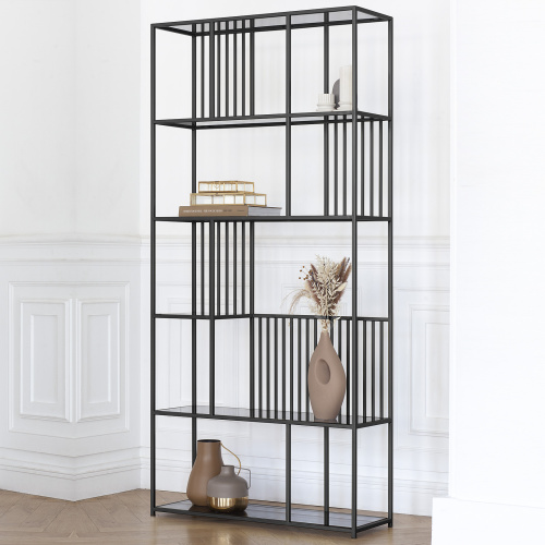 Стеллаж SOHO, черный, стекло, 90*30*192 фото 3