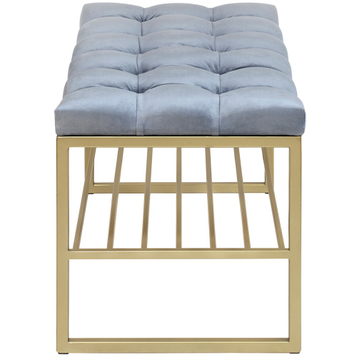 Банкетка RUBY MINI, золотая, Light Blue, каретная стяжка, 85*40*45 фото 10