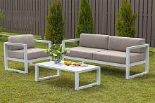 Набор садовой мебели CAPRI / 3 предмета: диван, кресло, столик / белый/серо-коричневый (S3)