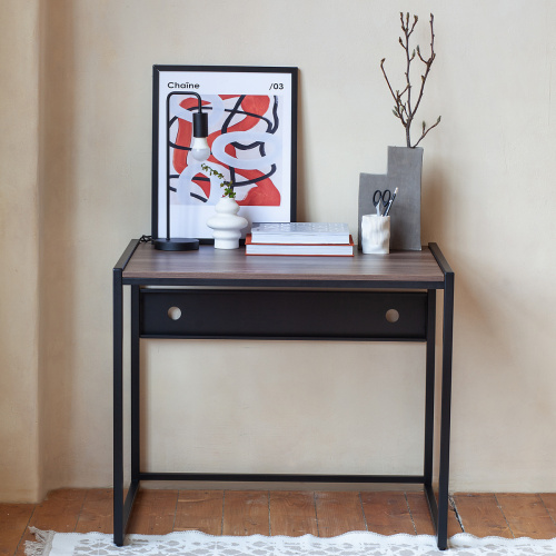 Стол письменный Rimini, черный, ЛДСП Орех Табак, 90*65*75 фото 4