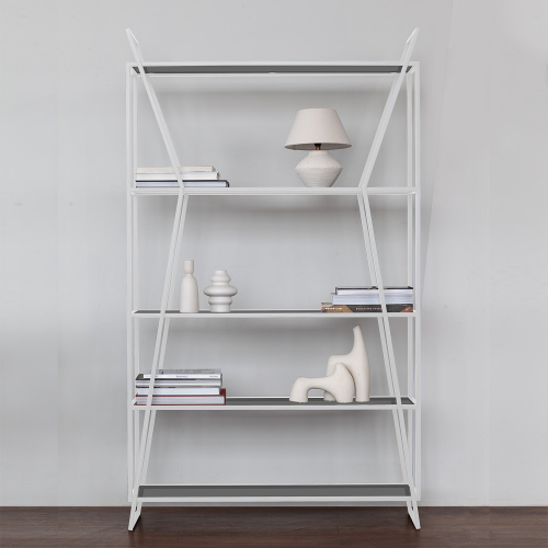 Стеллаж OSLO, белый, тонированное стекло, 100*33*171 фото 5