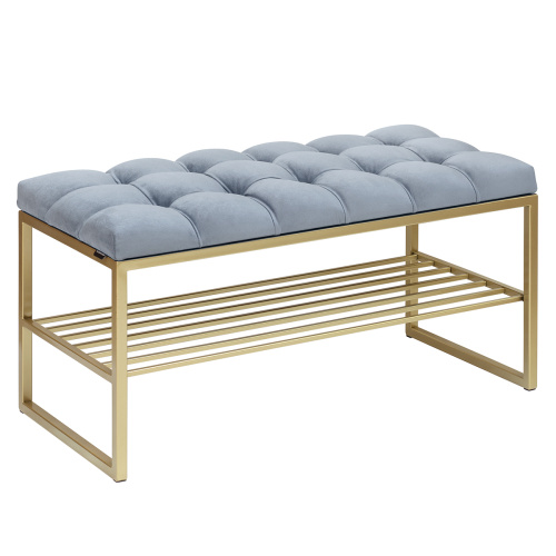 Банкетка RUBY MINI, золотая, Light Blue, каретка фото 8