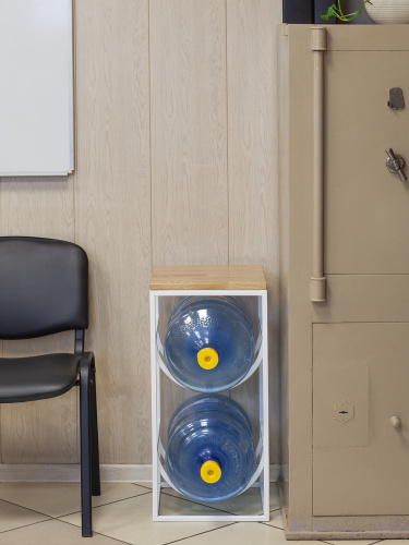 Подставка для 2 бутылок, со столиком из дуба, белая фото 10