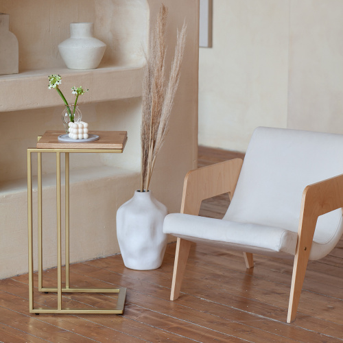 Столик кофейный приставной, золотой 330 фото 5