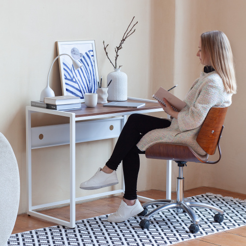 Стол письменный AGORA, 90*50*76,5, белый, ЛДСП Орех фото 2