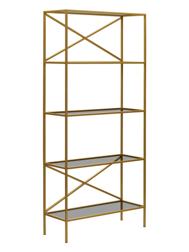 Стеллаж KARIN-800, золотой, тонированное стекло, 80*30*175 фото 5