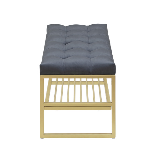 Банкетка RIMINI MINI, золотой, Mouse Grey, каретная стяжка, 85*40*45 фото 3