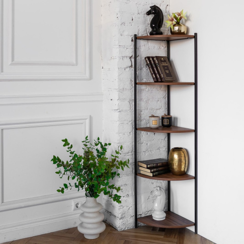 Стеллаж ALLEN, черный, ЛДСП Орех фото 6