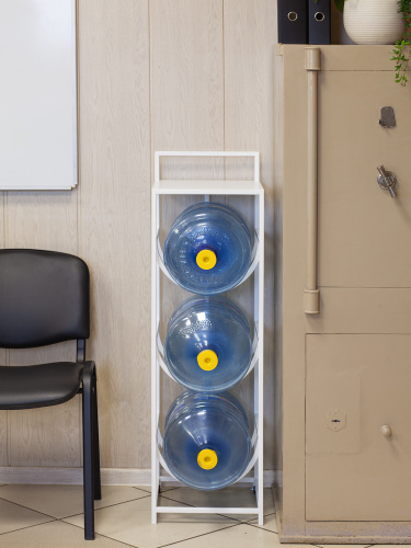 Подставка для 3 бутылок со столиком и с колесами, белая фото 9