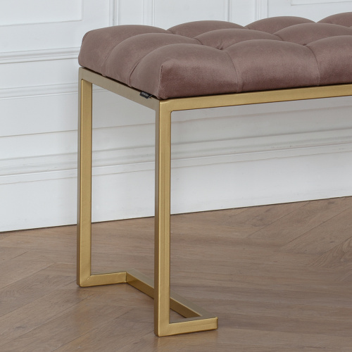 Банкетка OMEGA, золотая, Mocco, каретная стяжка, 110*40*45 фото 3