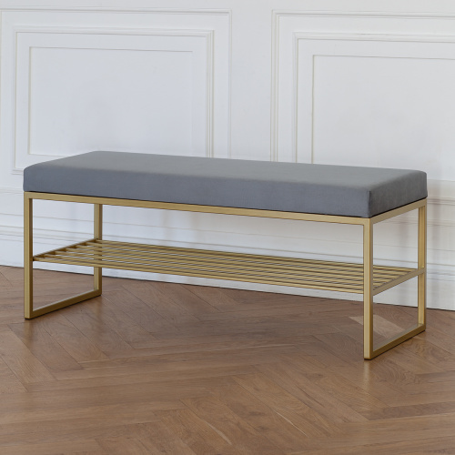 Банкетка RUBY, золотая, Light Blue, 110*40*45 фото 2