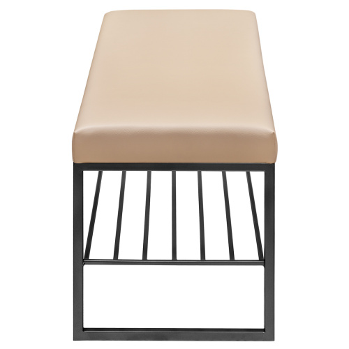 Банкетка RUBY, черная, экокожа Light Beige, 110*40*45 фото 3