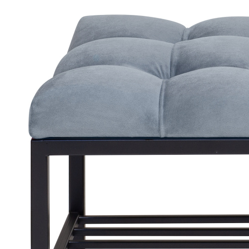 Банкетка RUBY MINI, черная, Light Blue, каретная стяжка, 85*40*45 фото 5