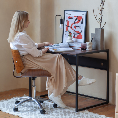 Стол письменный Rimini, черный, ЛДСП Орех Табак, 90*65*75 фото 3