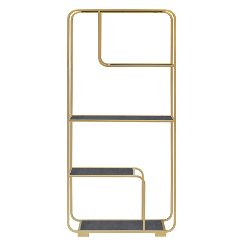 Стеллаж SIENA, золотой, ЛДСП Бетон темный, 80*30*173 фото 2