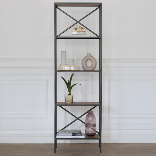 Стеллаж KARIN, черный, ЛДСП Робиния фото 4