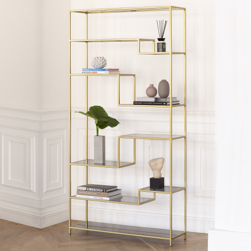 Стеллаж JAQLENE, золотой, стекло фото 6