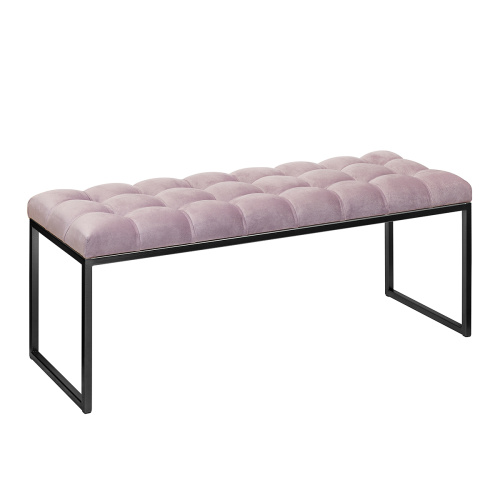 Банкетка ALBA, черная, Dusty Pink, каретная стяжка, 110*40*45 фото 2