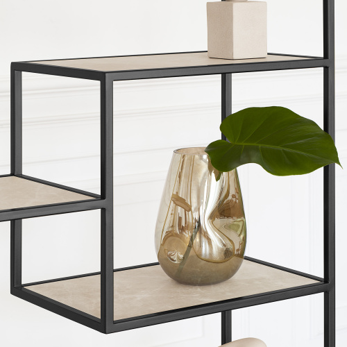 Стеллаж OLIVIA, черный, полки керамика слоновая кость, 70*30*195,3 фото 5