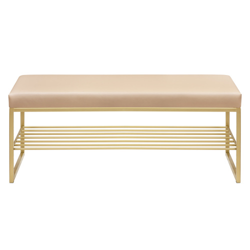 Банкетка RUBY, золотая, экокожа Light Beige, 110*40*45