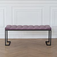 Банкетка OMEGA, черная, Dusty Pink, каретная стяжка, 110*40*45