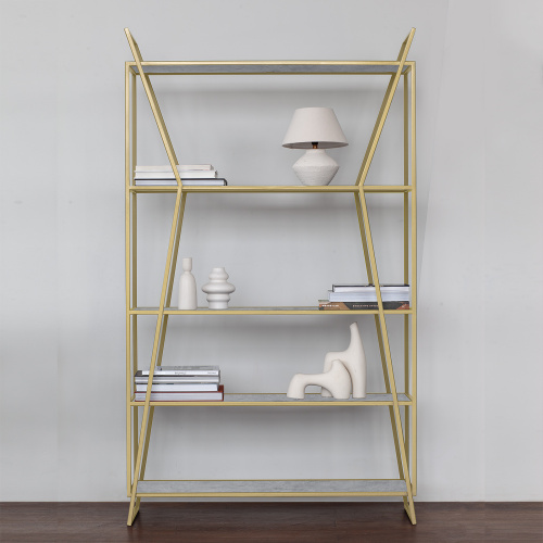 Стеллаж OSLO, золотой, ЛДСП Бетон светлый фото 5