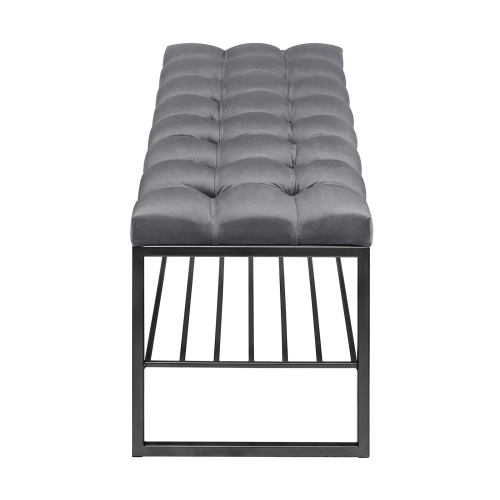 Банкетка RUBY, черная, обивка Mouse Grey, каретная стяжка, 110*40*45 фото 7