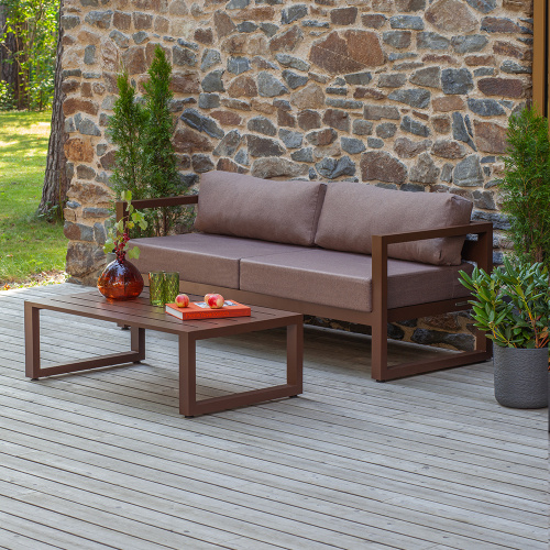 Набор садовой мебели CAPRI / 2 предмета: диван, столик / коричневый (S2A) фото 2