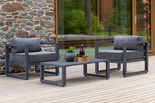 Набор садовой мебели CAPRI / 3 предмета: 2 кресла, столик / серый (S2B) фото 4