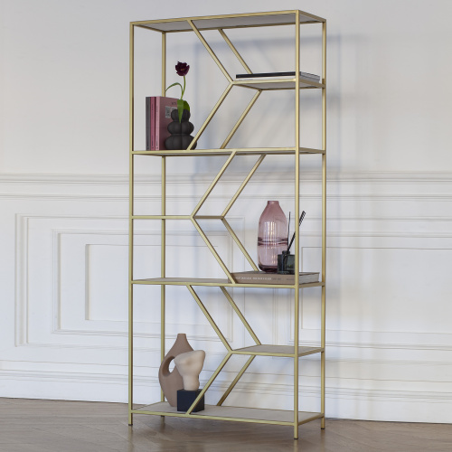 Стеллаж MALTA MINI, золотой, керамика Ivory, 80*30*175 фото 2