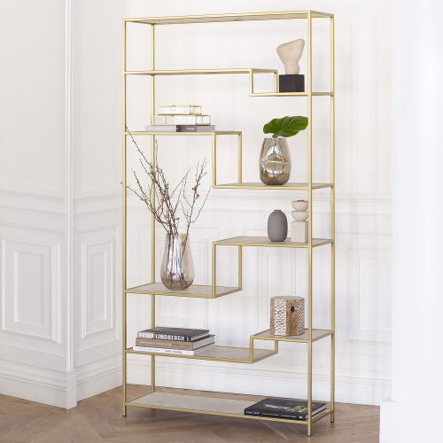 Стеллаж JAQLENE, золотой, керамика Слоновая кость, 100x30*200 фото 4