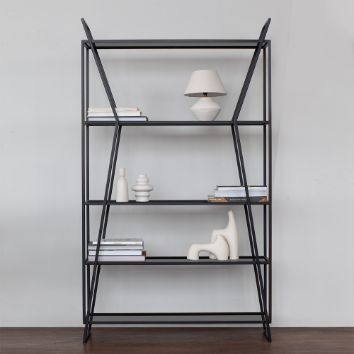 Стеллаж OSLO, черный, тонированное стекло, 100*33*171 фото 5