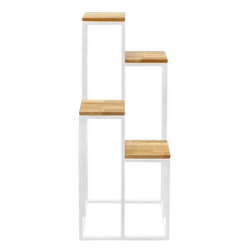 Столик подставка для цветов TORI, под 4 кашпо, белый, столешницы дуб, 40*40*100 фото 4