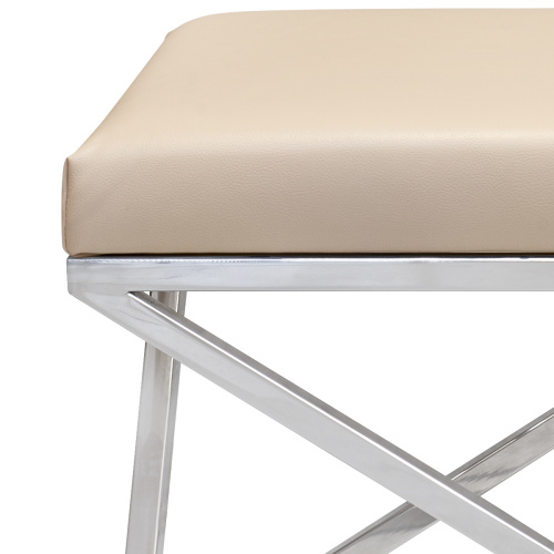 Банкетка ZUMA, н/ж сталь, экокожа Light Beige, 110*40*45 фото 8