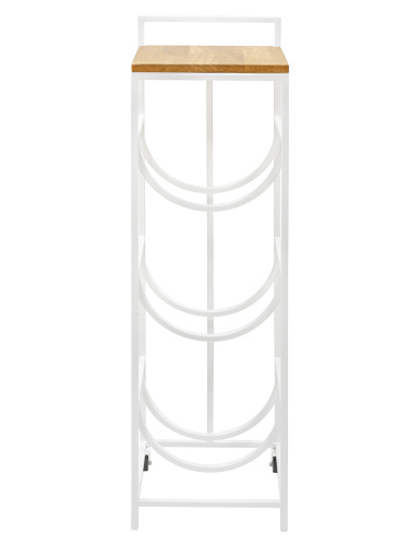 Подставка для 3 бутылок со столиком из дуба и с колесами, белая фото 6