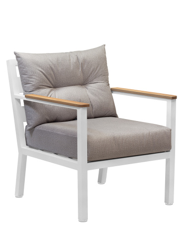 Кресло SANTORINI уличное, каркас белый алюминий, обивка светло-серый велюр фото 3