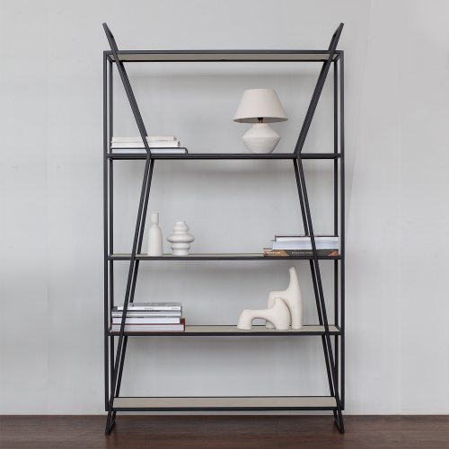 Стеллаж OSLO, черный, керамика Ivory, 100*33*171 фото 5