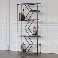 Стеллаж MALTA MINI, черный, керамика Ivory, 80*30*175