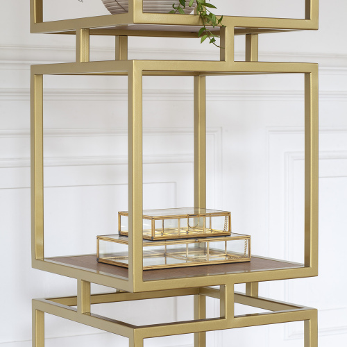 Стеллаж CUBIC-4, золотой, ЛДСП Робиния фото 3